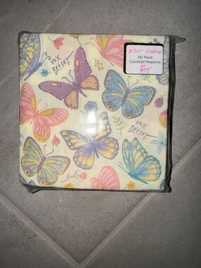 Betsey Johnson Butterfly Cocktail Napkins - Pastel Multicolor